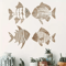 Colorful Tropical Fish Wooden Wall Art Set Rustic Nautical Coastal Decor 2