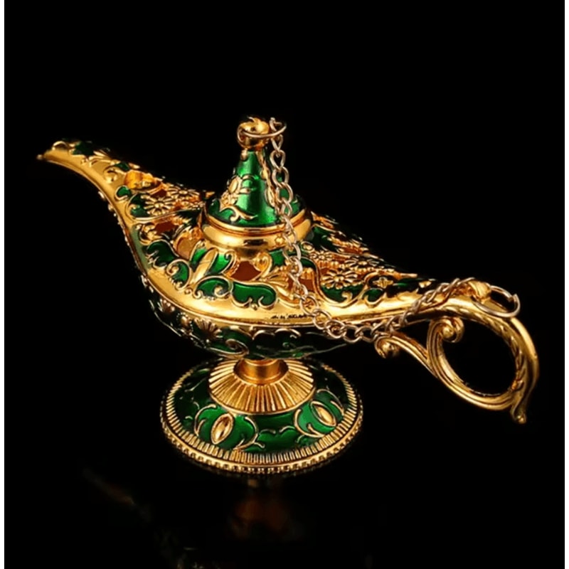 Vintage Aladdin Magic Lamp Ornament Retro Metal Genie Lamp Home Decor 4
