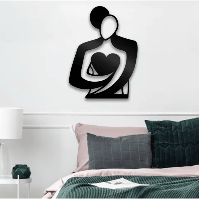 Embrace Love Metal Wall Art Sign Modern Romantic Room Decor Accent 2