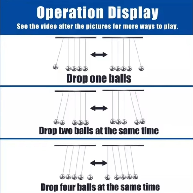 Newtons Cradle Steel Balance Desk Toy Classic Physics Pendulum Decor 3