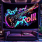 Neon Rock Guitar Tapestry UV Reactive Music Wall Art For Bedroom Studio Decor 1