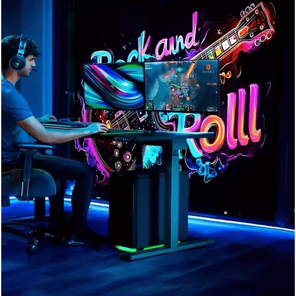 Neon Rock Guitar Tapestry UV Reactive Music Wall Art For Bedroom Studio Decor 2