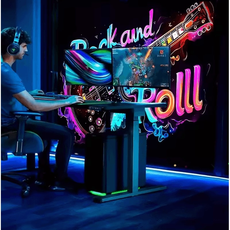 Neon Rock Guitar Tapestry UV Reactive Music Wall Art For Bedroom Studio Decor 2