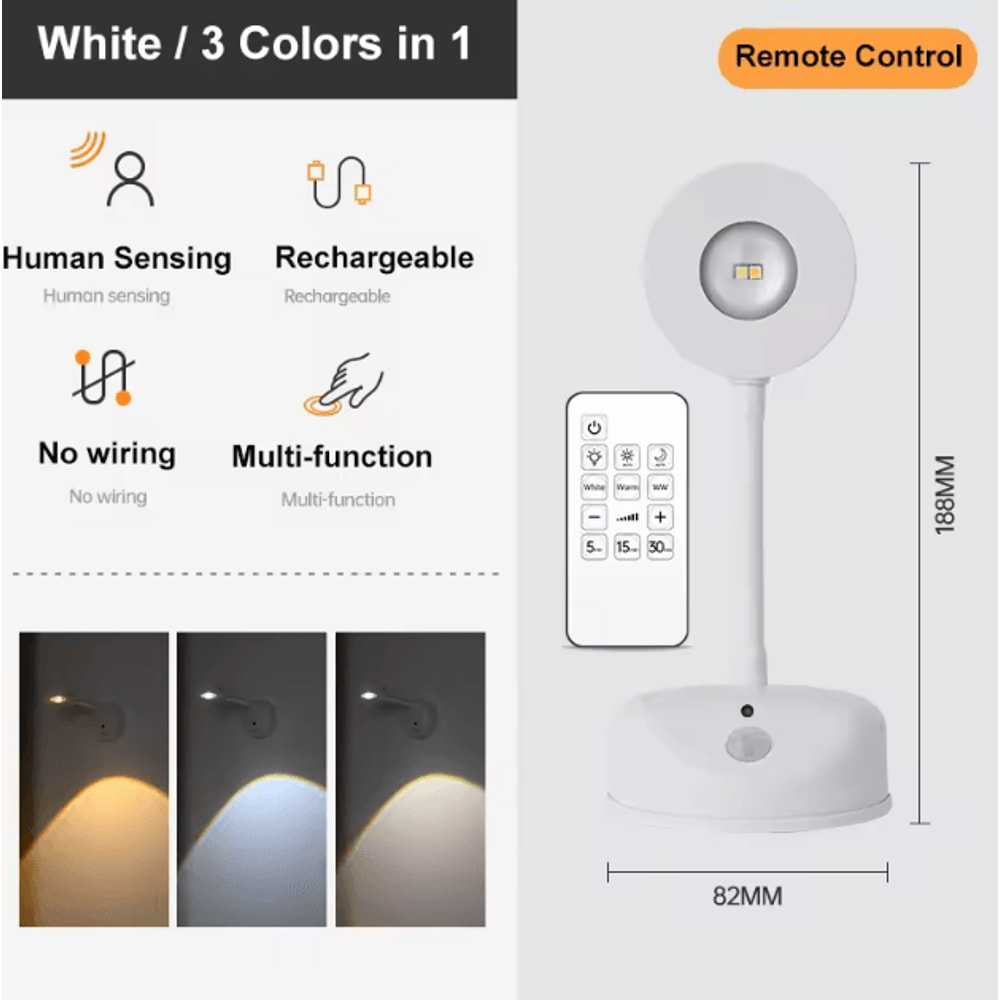 USB Rechargeable Motion Sensor Wall Light Dimmable LED Spotlight For Artwork Home Decor 4