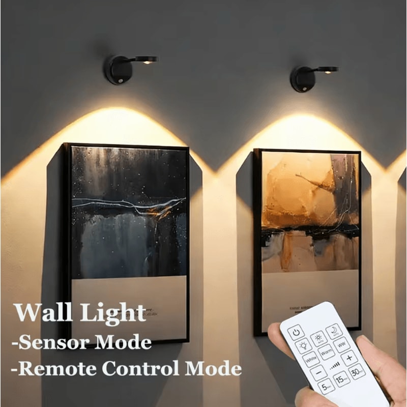 USB Rechargeable Motion Sensor Wall Light Dimmable LED Spotlight For Artwork Home Decor 0