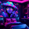 Psychedelic Mushroom Girl Blacklight Tapestry UV Reactive Neon Wall Art For Bedroom Gaming Decor 2