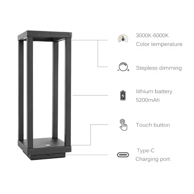 Modern European Rechargeable LED Table Lamp Elegant Cordless Ambient Light For Home Dining 6