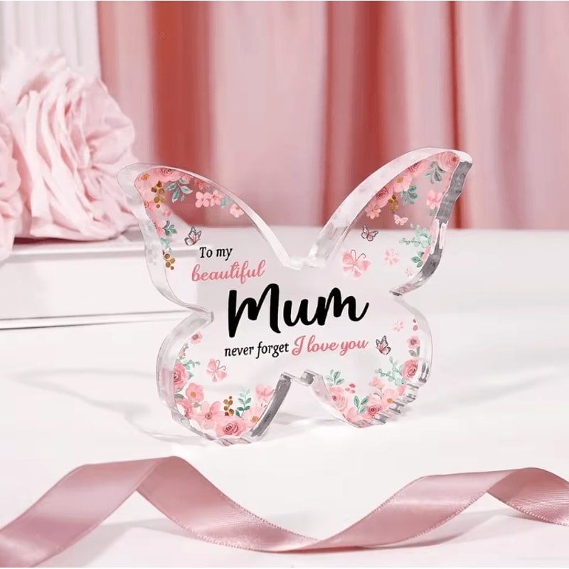 Butterfly Acrylic Plaque Gift For Mum Elegant Keepsake Desk Decor For Mothers Day Birthdays 2