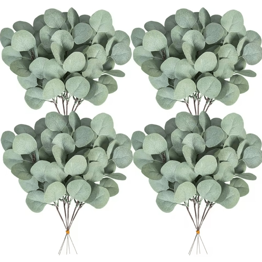 10PCS Silk Eucalyptus Leaves Stems Artificial Greenery For DIY Decor Floral Arrangements 0