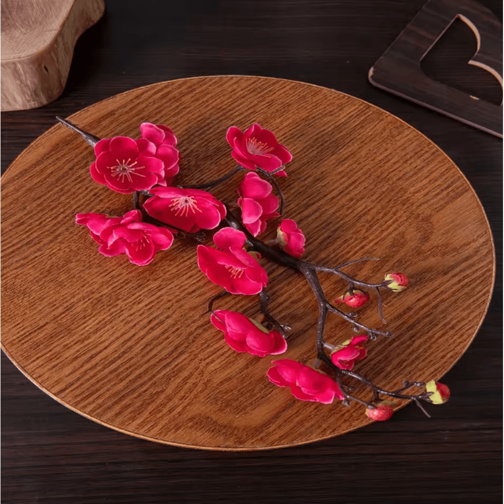 Artificial Plum Blossom Silk Flower Branch Elegant Spring Floral Decor For Home Events 0