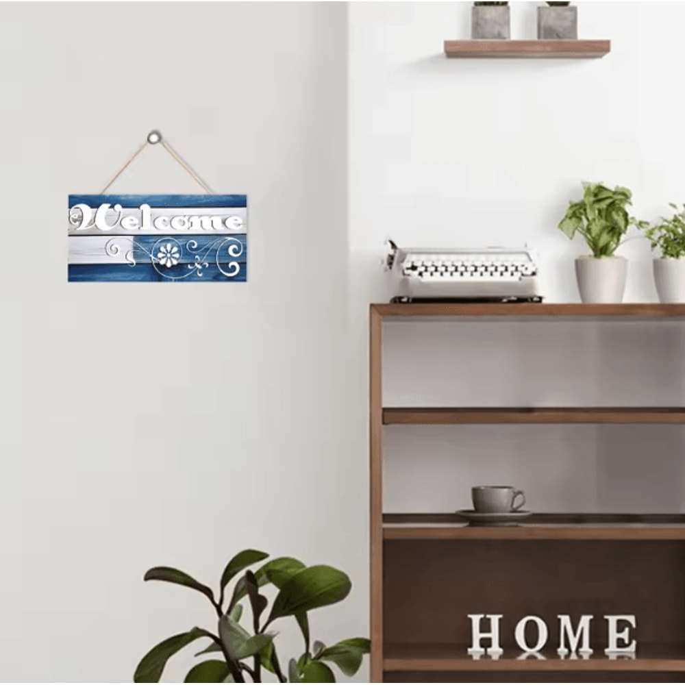 Rustic Wooden Welcome Wall Hanging Farmhouse Door Sign Decor For Home Entryway 2