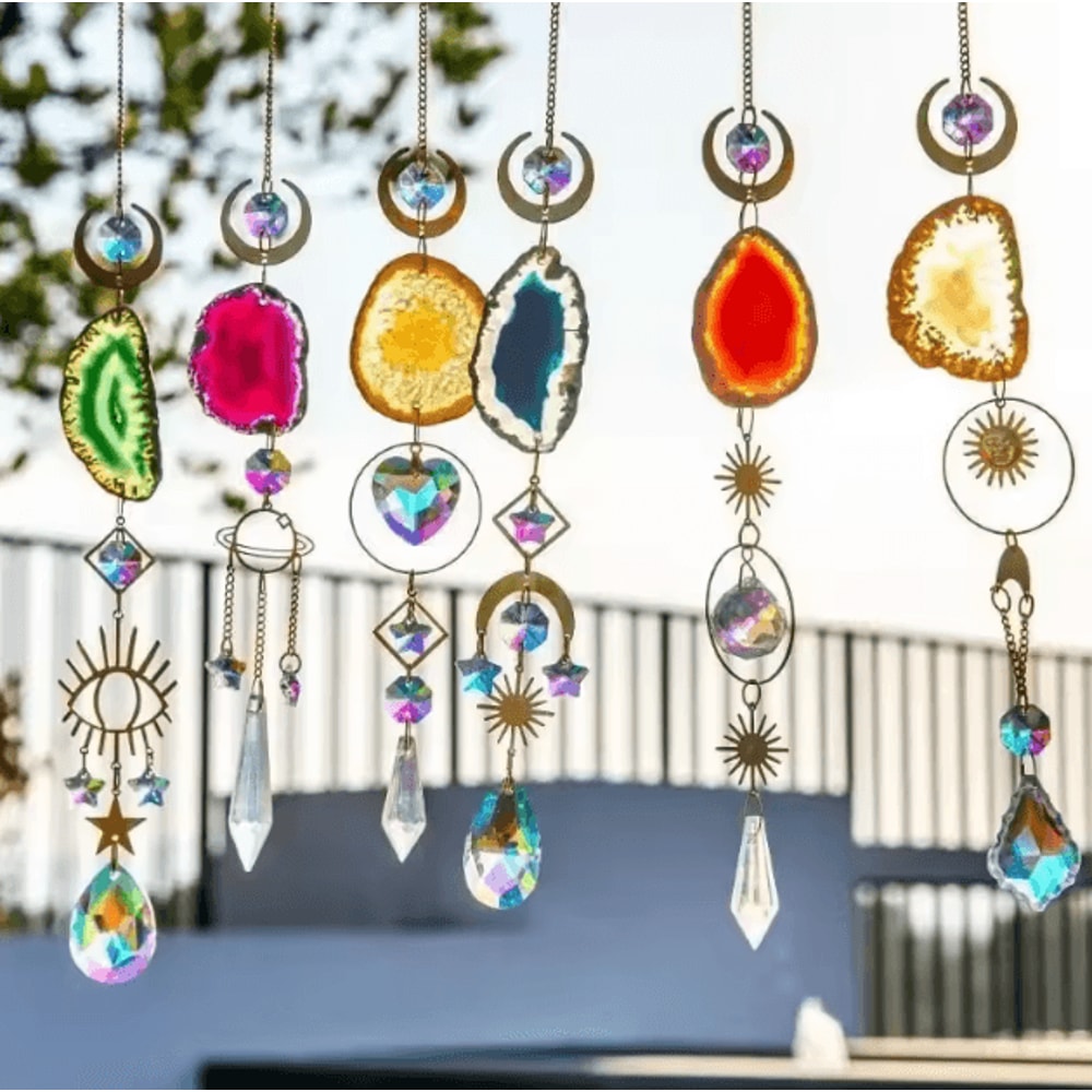 Sun Moon Crystal Suncatcher Rainbow Prism Hanging Decor For Window Garden 0