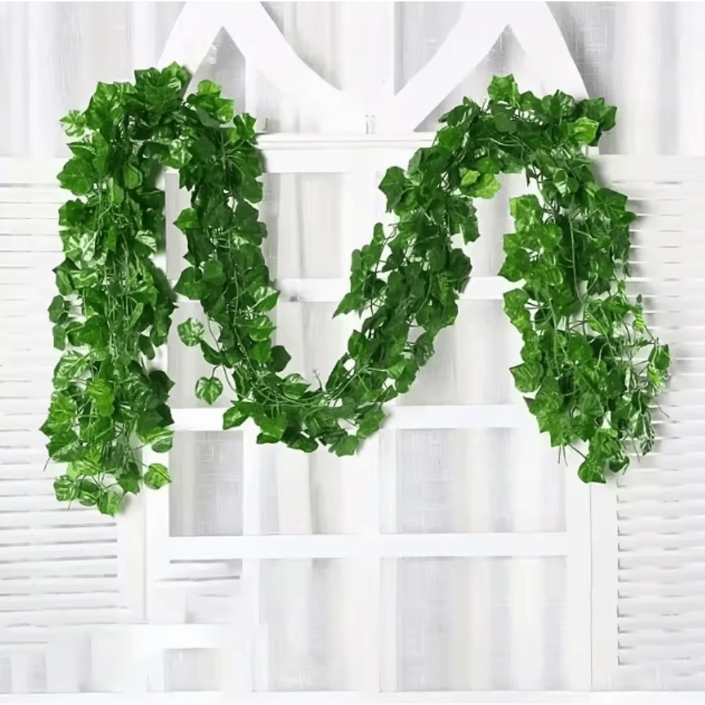 Artificial Ivy Leaf Hanging Garland Lush Green Vine Decor For Home Events 4