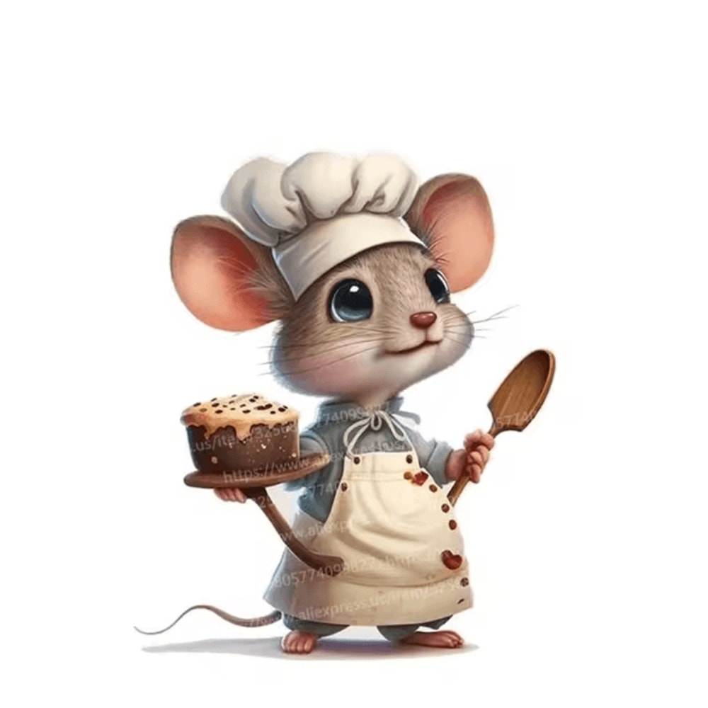 Cute Chef Mouse Wall Sticker Cartoon Peel Stick Decor For Kids Room Home 1