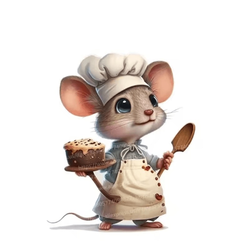 Cute Chef Mouse Wall Sticker Cartoon Peel Stick Decor For Kids Room Home 1