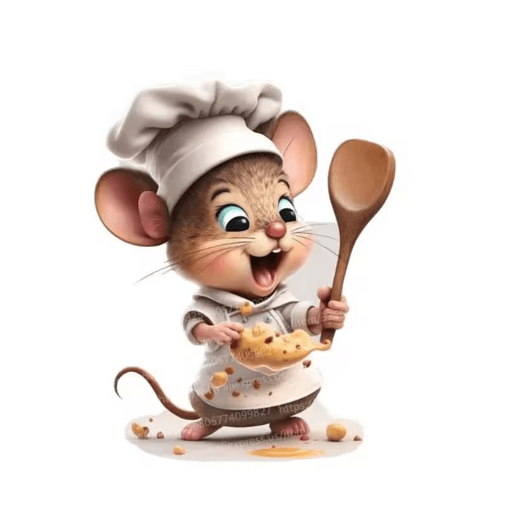 Cute Chef Mouse Wall Sticker Cartoon Peel Stick Decor For Kids Room Home 3
