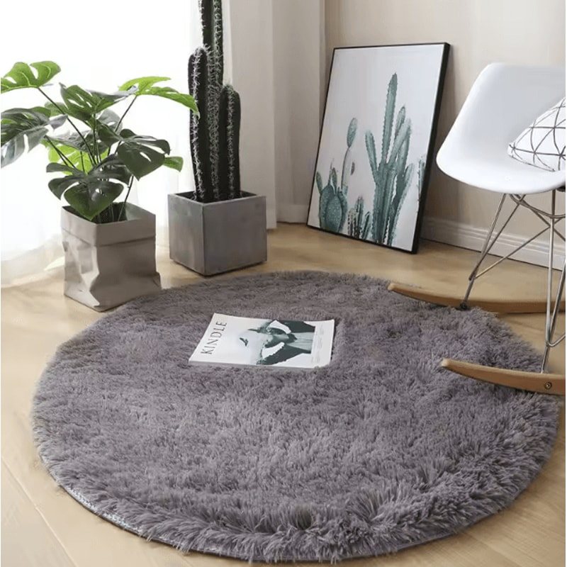 Fluffy Round Plush Rug Soft Shag Carpet For Kids Room Living Space Cozy Corners 0