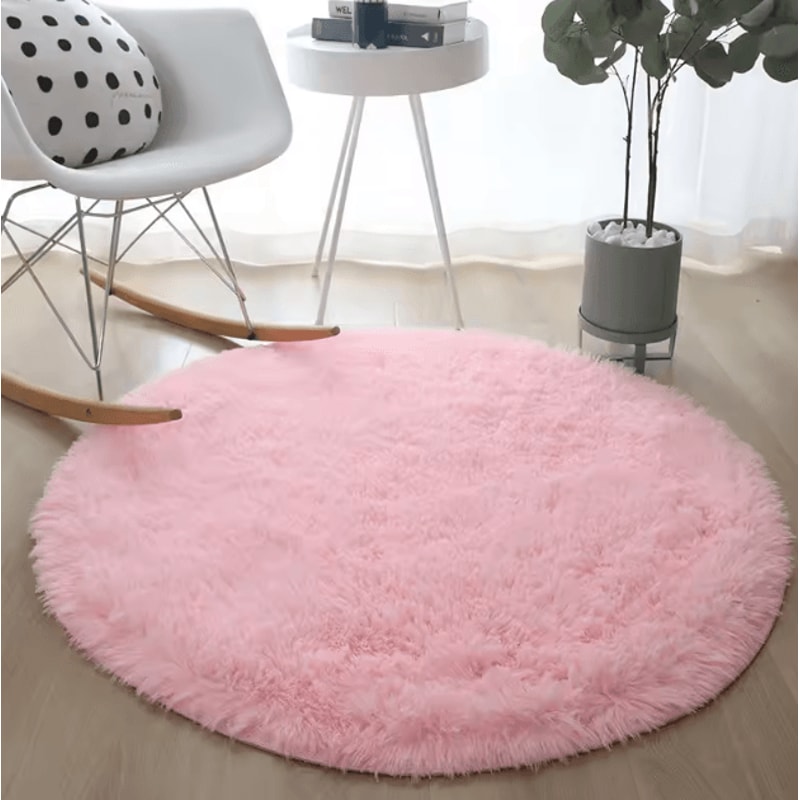 Fluffy Round Plush Rug Soft Shag Carpet For Kids Room Living Space Cozy Corners 1