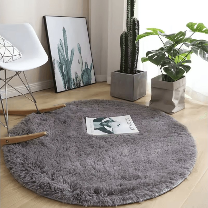 Fluffy Round Plush Rug Soft Shag Carpet For Kids Room Living Space Cozy Corners 2