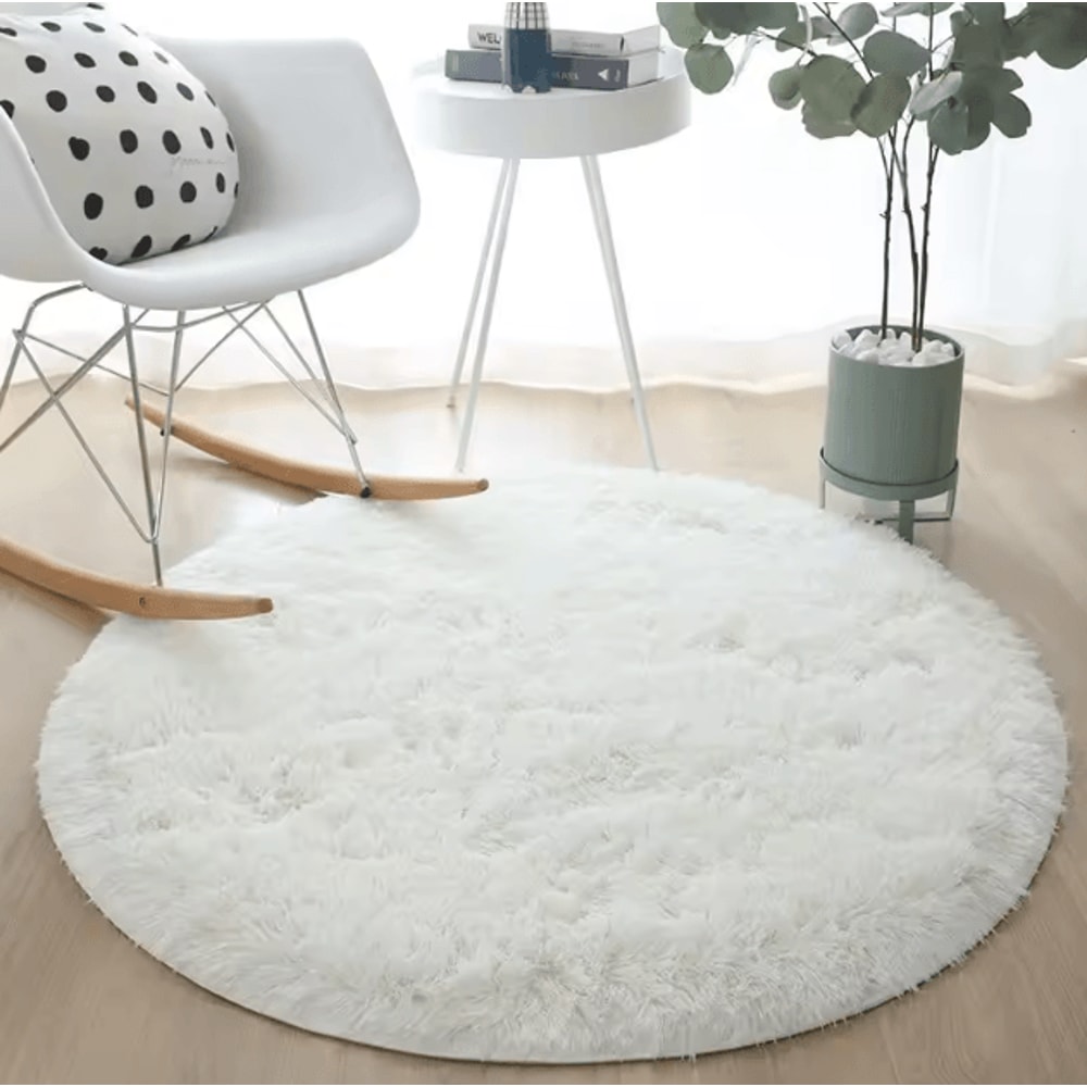 Fluffy Round Plush Rug Soft Shag Carpet For Kids Room Living Space Cozy Corners 3