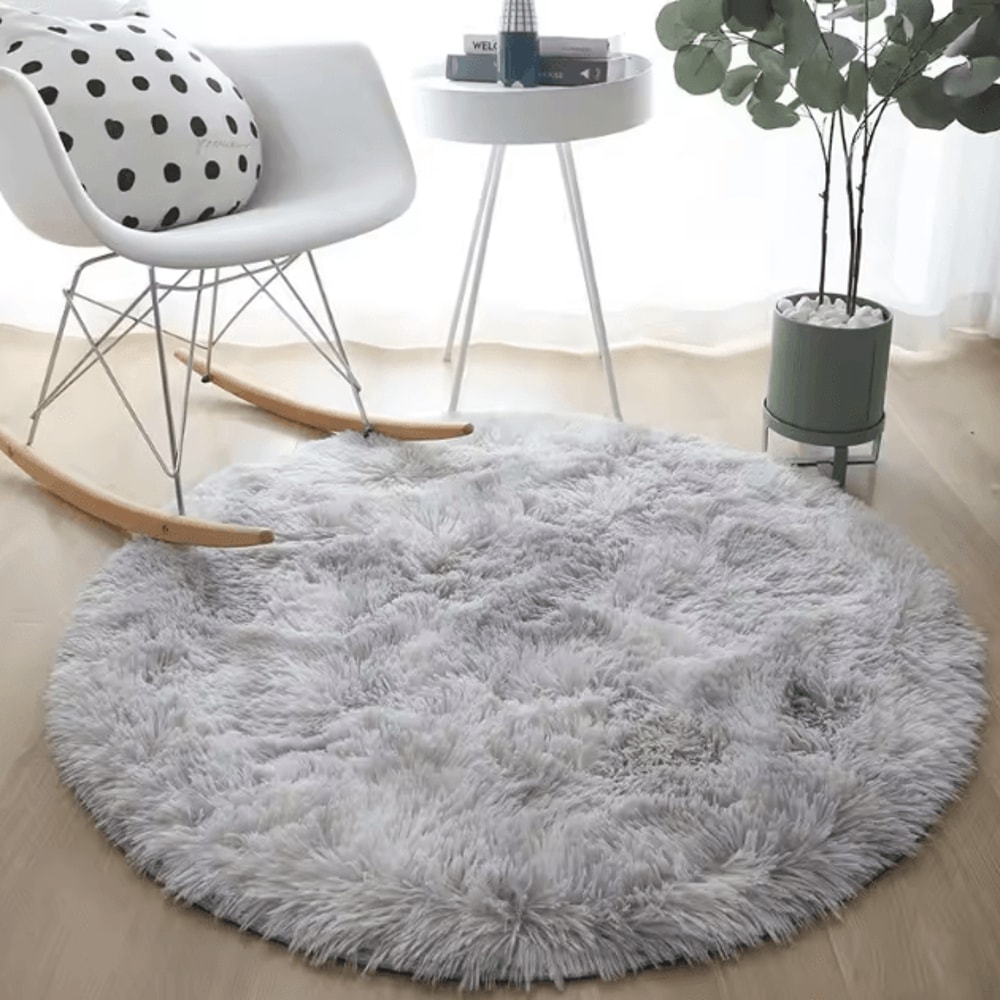 Fluffy Round Plush Rug Soft Shag Carpet For Kids Room Living Space Cozy Corners 4