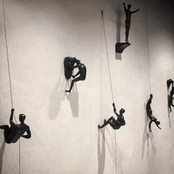 modern climbing man wall sculpture – minimalist resin athlete wall art decor