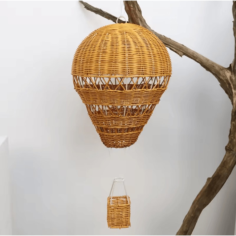 Handwoven Rattan Hot Air Balloon Wall Hanging Boho Nursery Decor For Baby Rooms 2