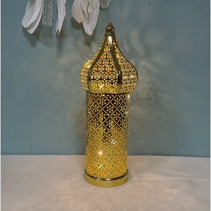 Elegant Moroccan Gold Lantern Hollow Iron Ramadan Light For Warm Home Ambiance 3