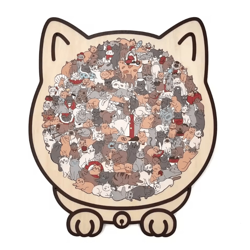 CatShaped Wooden Jigsaw Puzzle 135PCS Unique Animal Puzzle For Relaxing Play Decor 3
