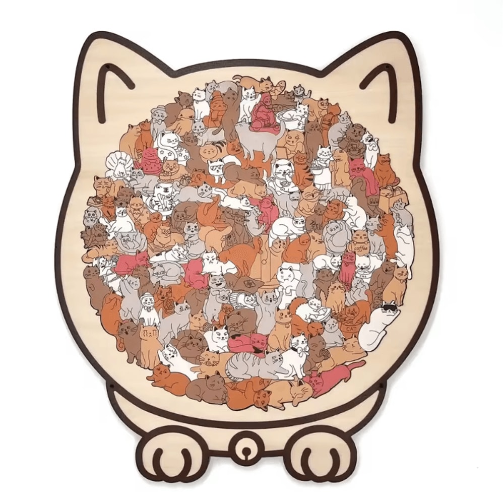 CatShaped Wooden Jigsaw Puzzle 135PCS Unique Animal Puzzle For Relaxing Play Decor 4