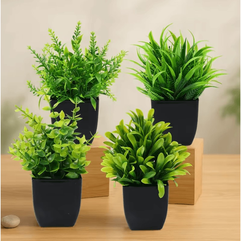 Mini Artificial Bonsai Plant Realistic Potted Greenery For Desk Home Decor 0