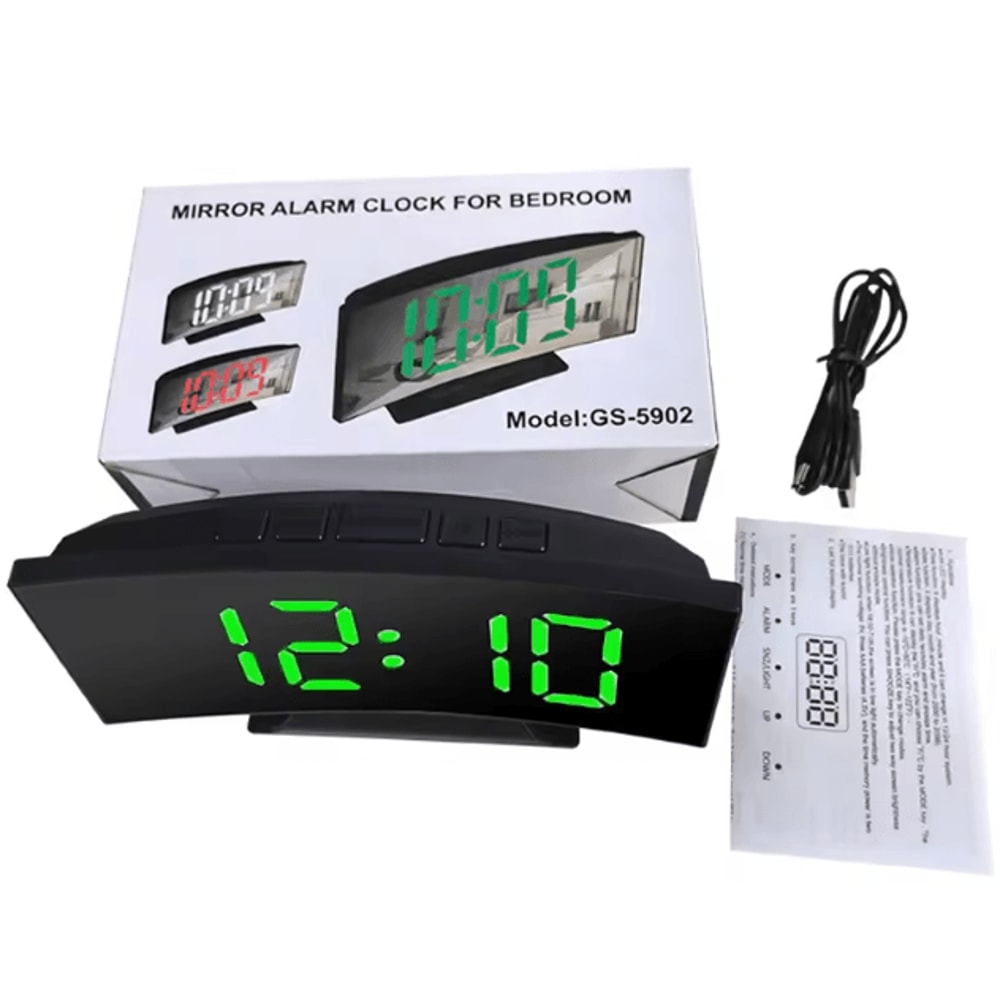 Large LED Digital Alarm Clock Temperature Display Bedside Clock With Adjustable Brightness 2