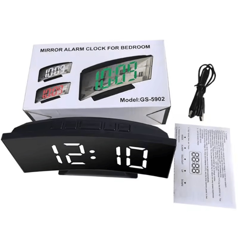 Large LED Digital Alarm Clock Temperature Display Bedside Clock With Adjustable Brightness 3