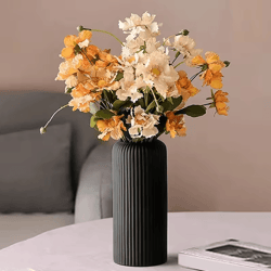 striped ceramic-look decorative vase – modern small flower vase for stylish home displays