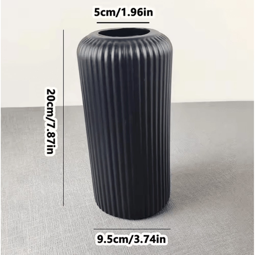 Striped CeramicLook Decorative Vase Modern Small Flower Vase For Stylish Home Displays 3