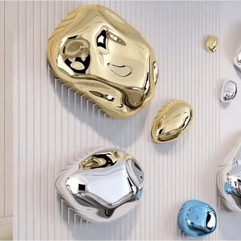 3D Simulation Stone Wall Pendant Modern Electroplated Wall Art For Living Room Decor 0