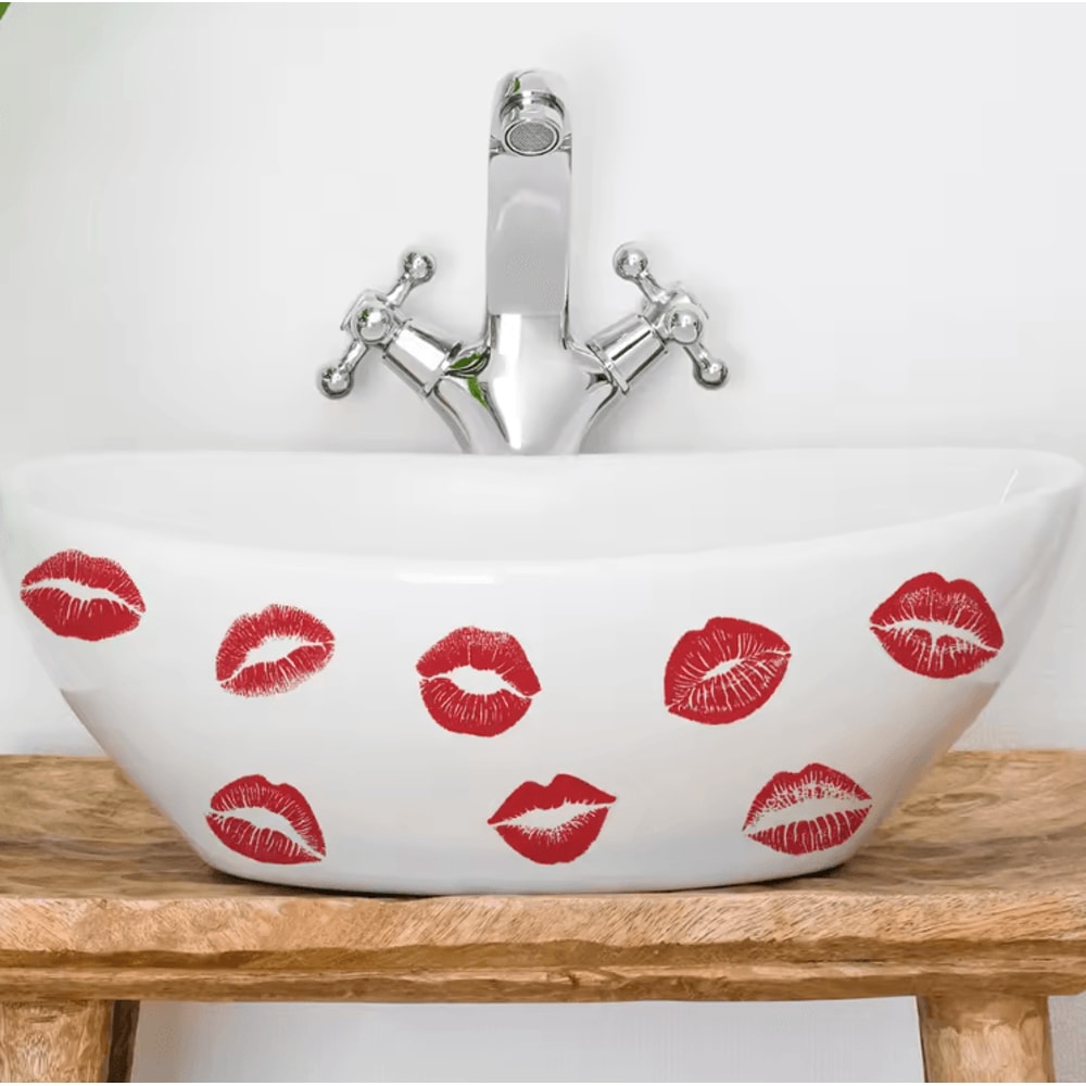 Red Lip Print Wall Sticker Bold SelfAdhesive Wall Decal For Bedroom Living Room Decor 2