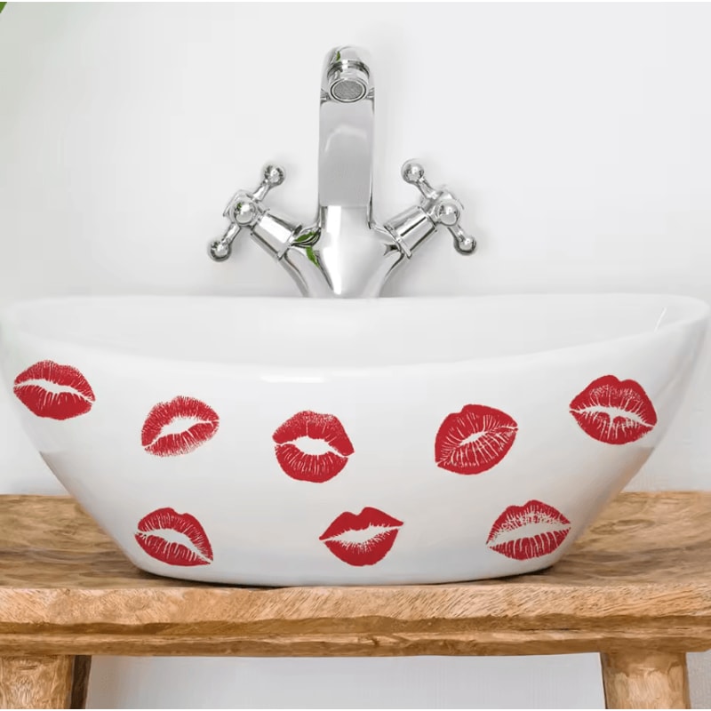 Red Lip Print Wall Sticker Bold SelfAdhesive Wall Decal For Bedroom Living Room Decor 2