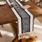 Nordic Boho Striped Green Table Runner Handwoven Tassel Linen For Rustic Modern Homes 4