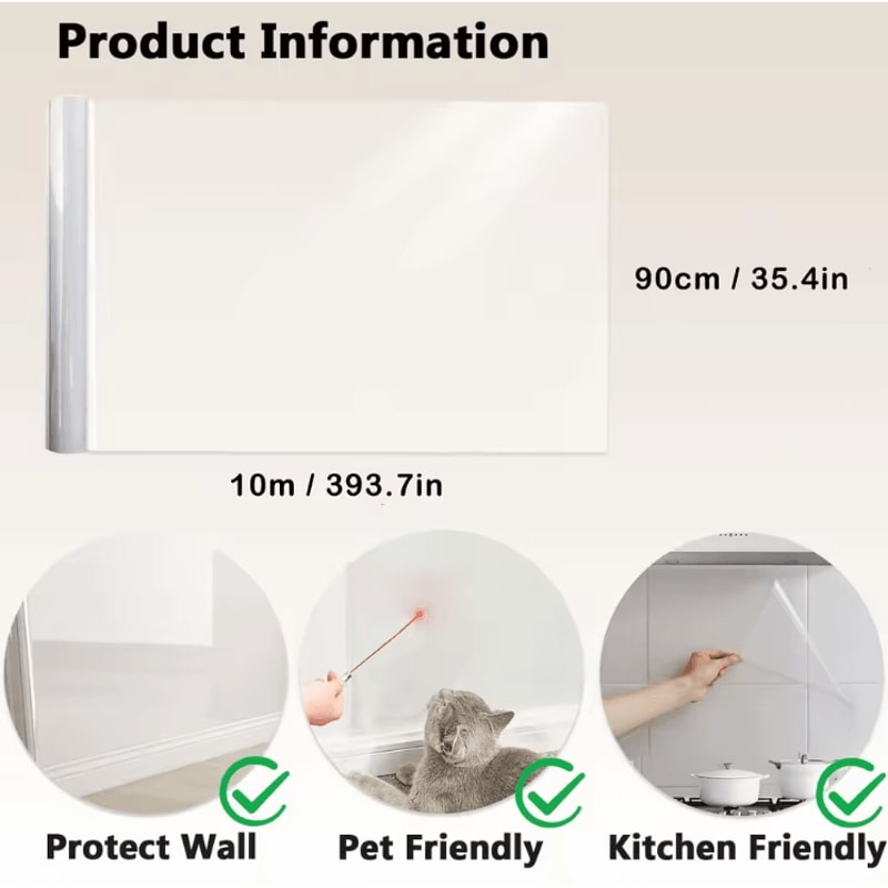 Transparent Kitchen Wall Protective Film OilProof Waterproof Sticker For Easy Clean Surfaces 9