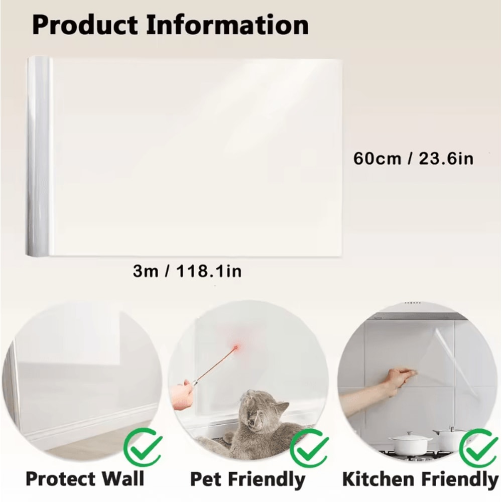 Transparent Kitchen Wall Protective Film OilProof Waterproof Sticker For Easy Clean Surfaces 4