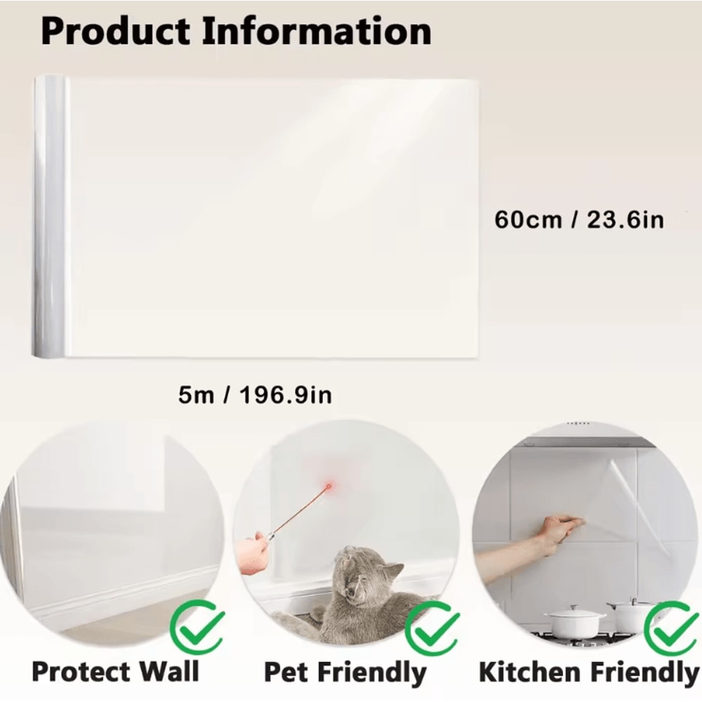 Transparent Kitchen Wall Protective Film OilProof Waterproof Sticker For Easy Clean Surfaces 5