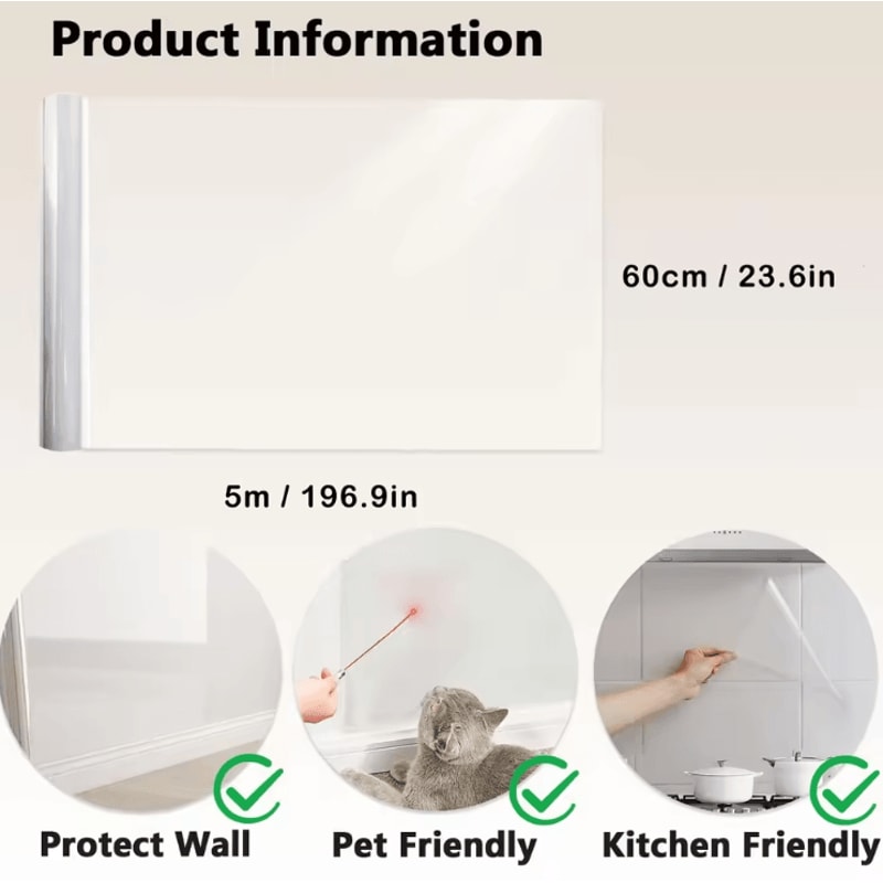Transparent Kitchen Wall Protective Film OilProof Waterproof Sticker For Easy Clean Surfaces 5