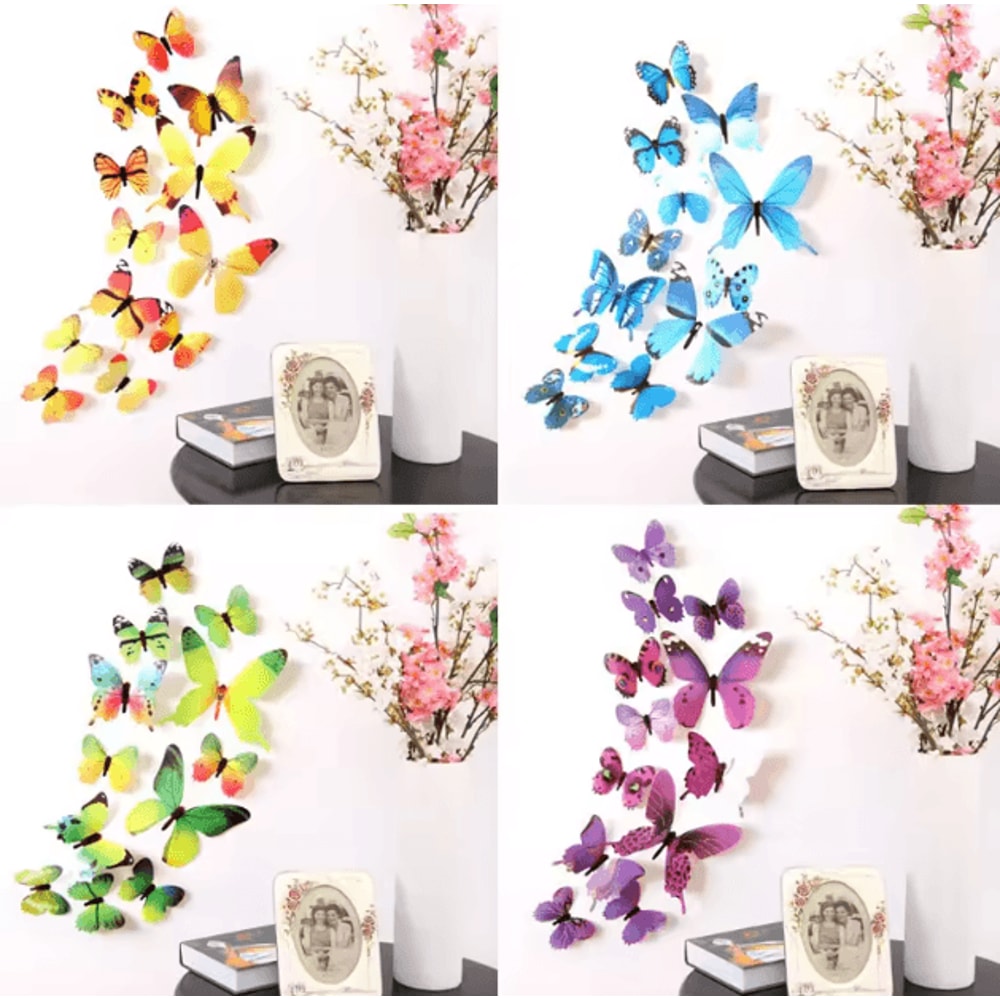 3D Butterfly Wall Stickers Set Elegant PVC Butterfly Wall Decals For Stylish Home Decor 0