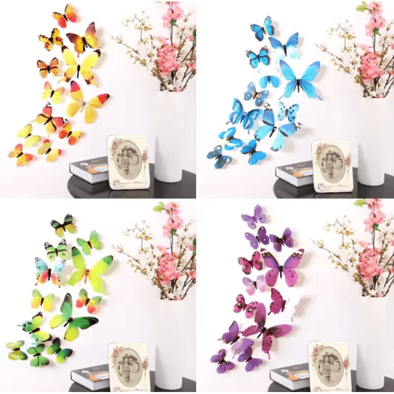 3D Butterfly Wall Stickers Set Elegant PVC Butterfly Wall Decals For Stylish Home Decor 0