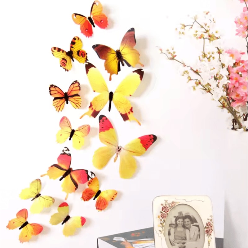 3D Butterfly Wall Stickers Set Elegant PVC Butterfly Wall Decals For Stylish Home Decor 6