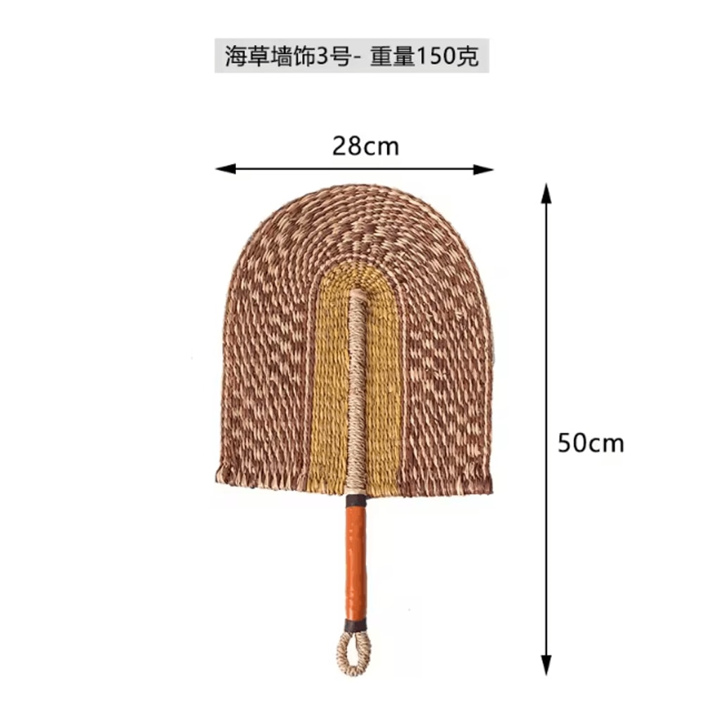 Handwoven Seaweed Wall Fan Decor Nordic Boho Natural Wall Hanging Accent 4