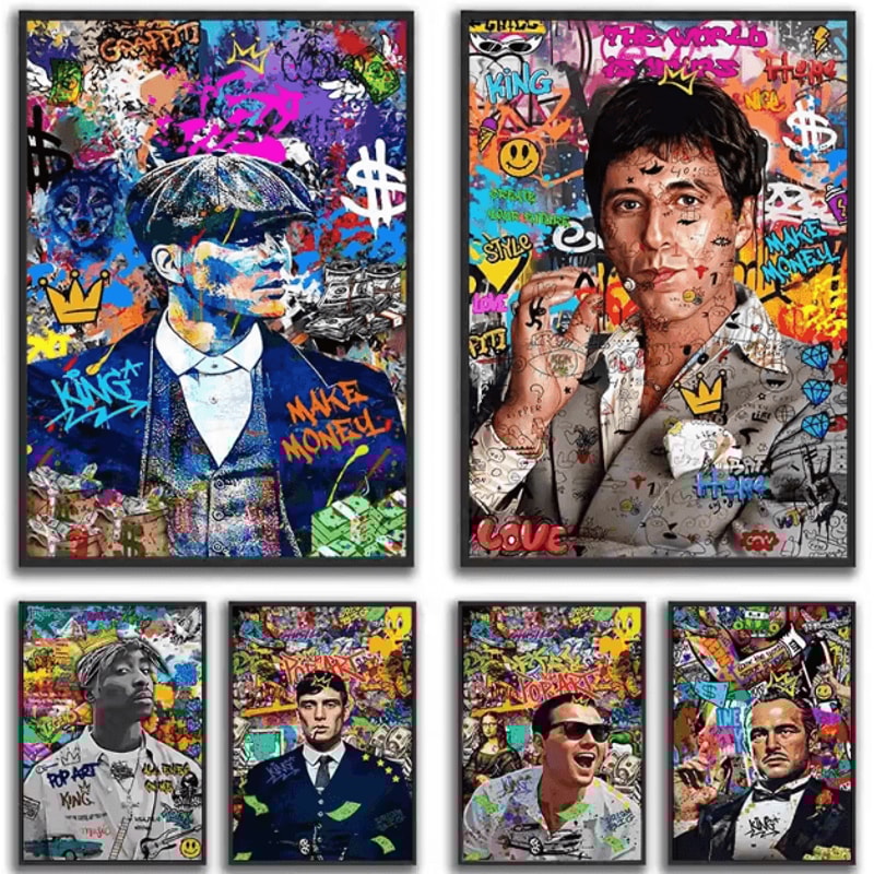 80s Gangster Graffiti Canvas Poster Retro Urban Street Art Wall Decor 0