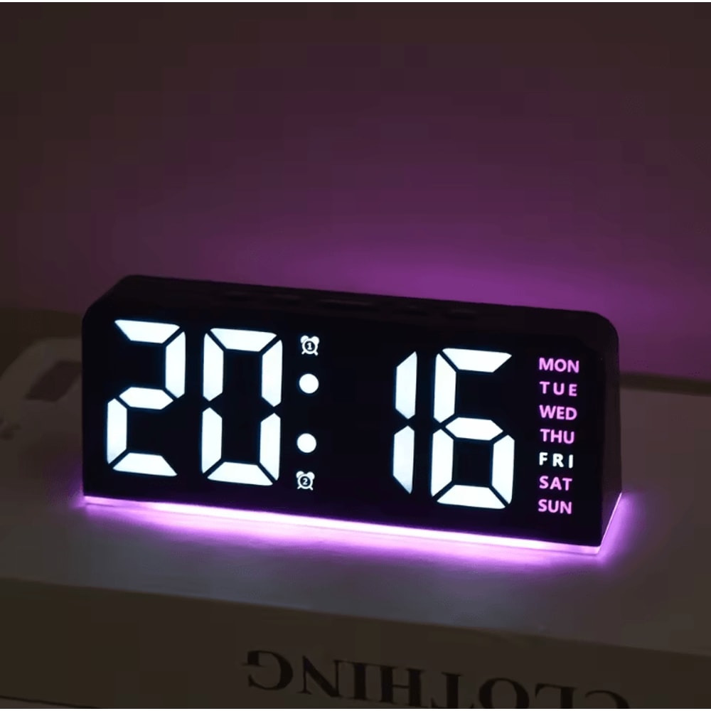 Digital LED Alarm Clock With Dual Alarms Night Light Modern Bedside Desk Clock With Date Display 4