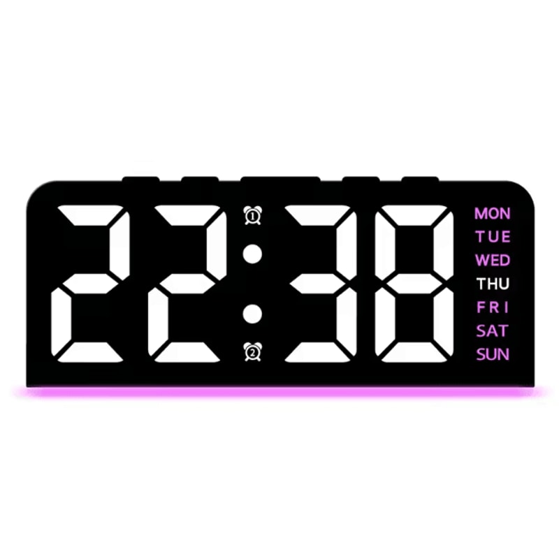 Digital LED Alarm Clock With Dual Alarms Night Light Modern Bedside Desk Clock With Date Display 5